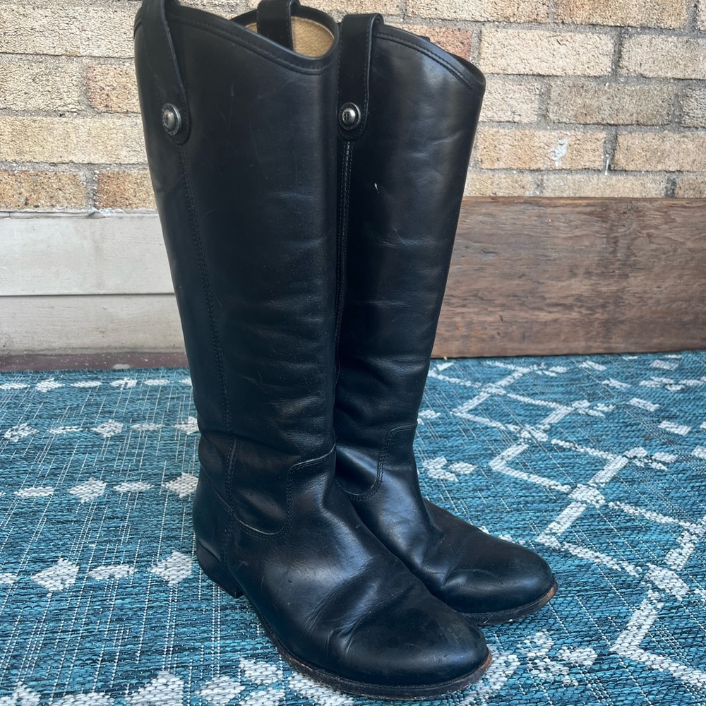 Melissa Frye Black Leather Over the Knee Boots